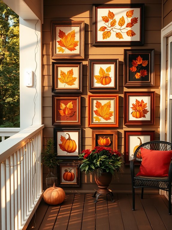 autumn artwork in frames