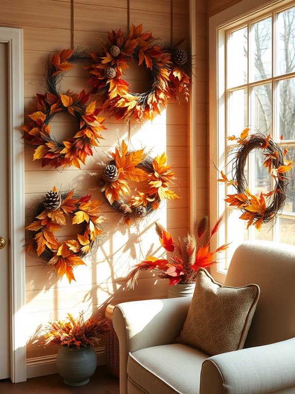 autumn themed decorative wreaths