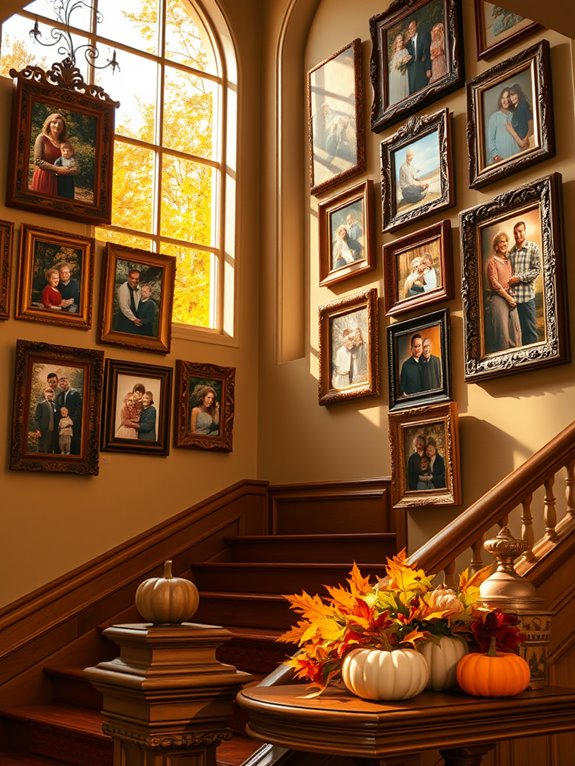 autumn themed family photo display