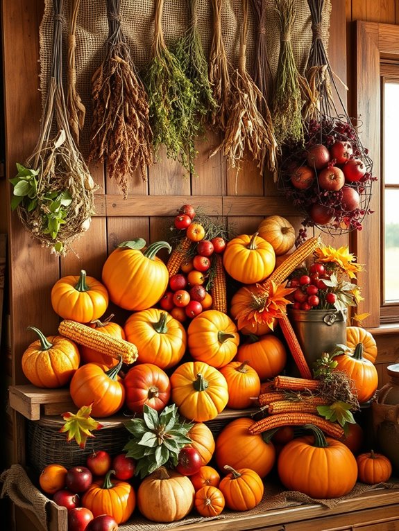 autumn themed floral displays