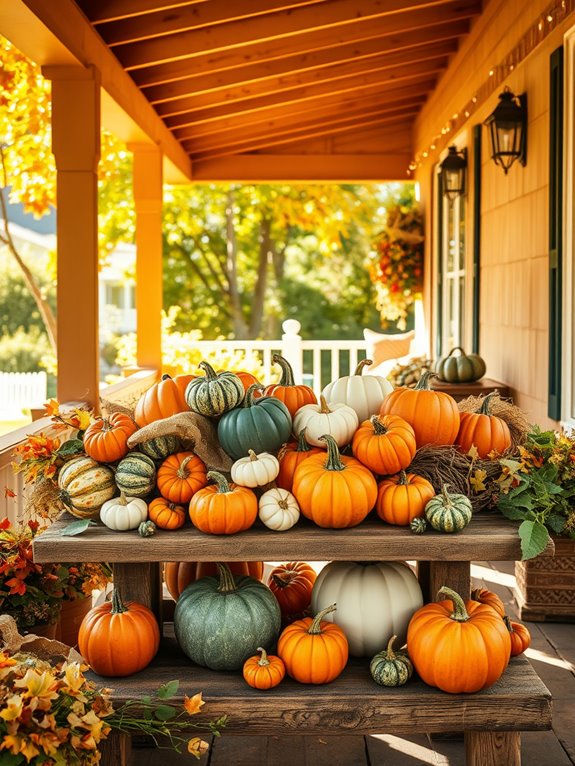autumnal decoration with pumpkins