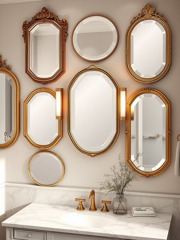 beveled mirrors enhance decor