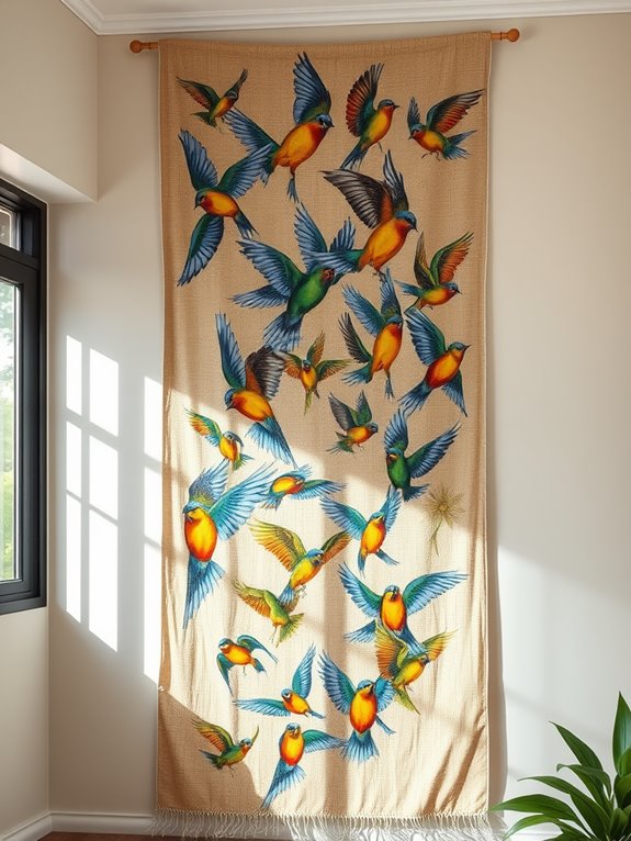bird inspired decorative tapestries