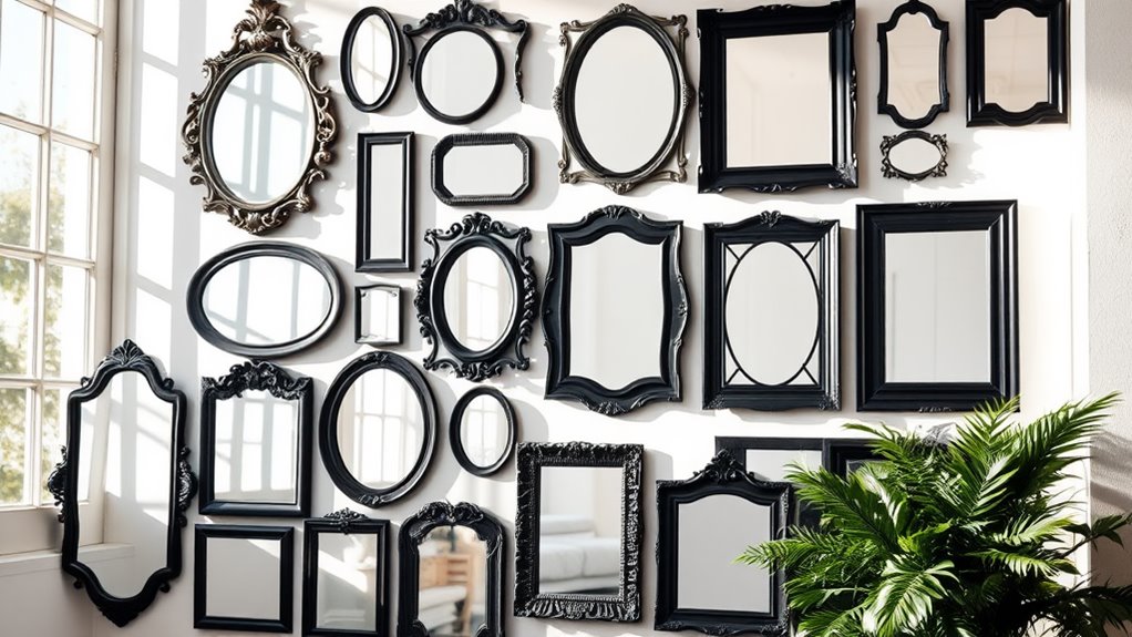 black framed mirror decor