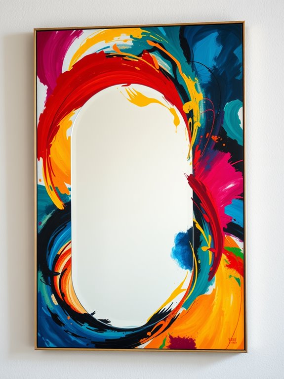 bold artwork framed mirror