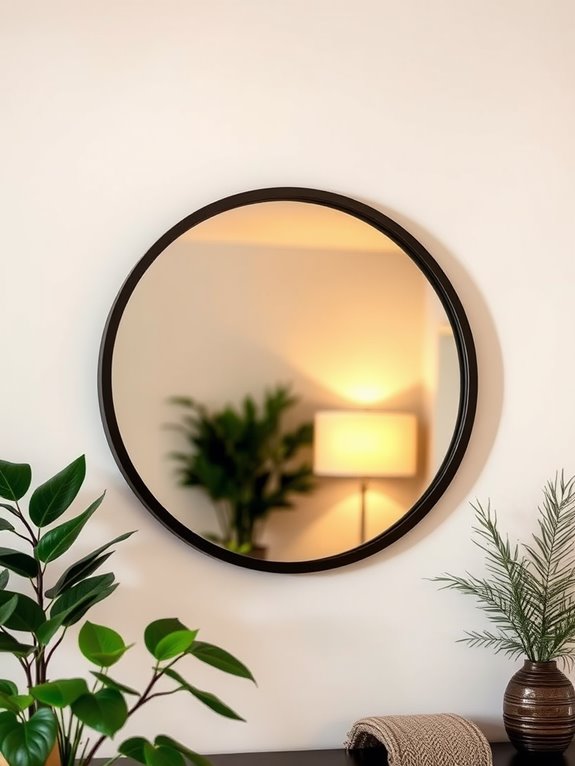 bold circular black mirror