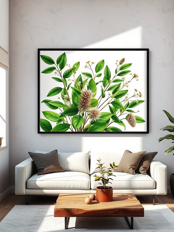 botanical prints enhance decor