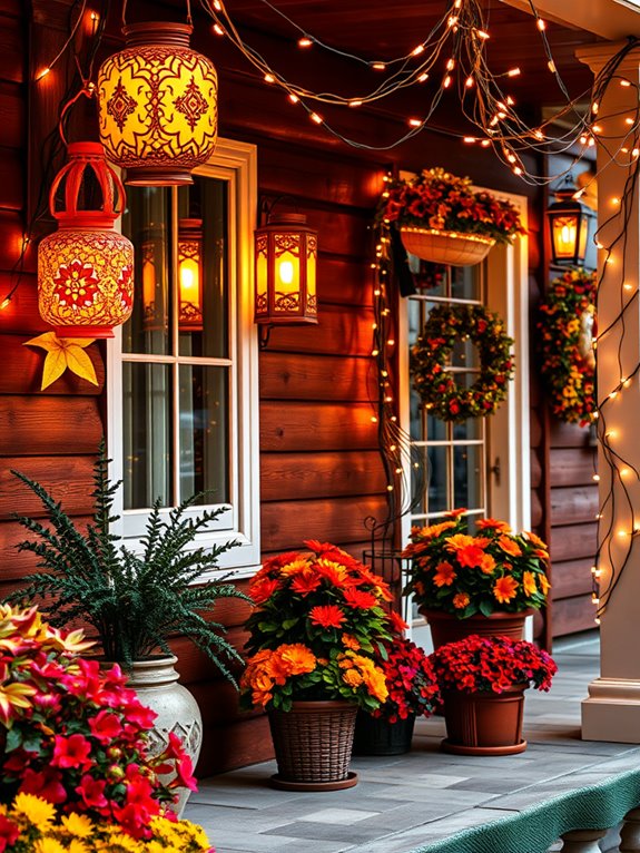 bright holiday decorations illuminate