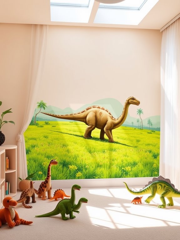 brontosaurus grazing in meadow