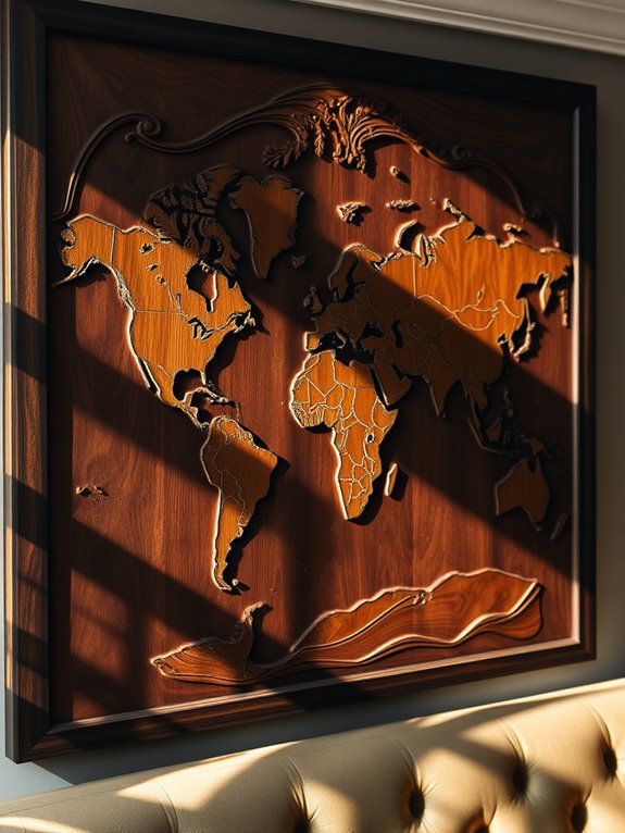 carved vintage world map
