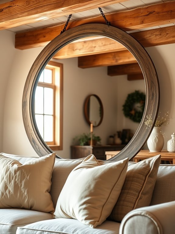 charming rustic circular mirror