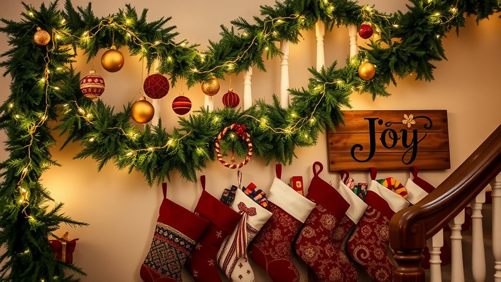 christmas staircase wall decor