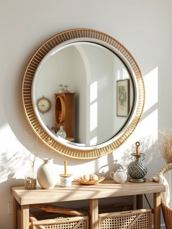 coastal inspired decorative round mirror