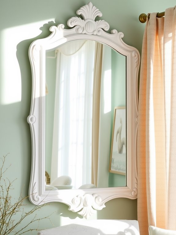 coastal white framed mirror