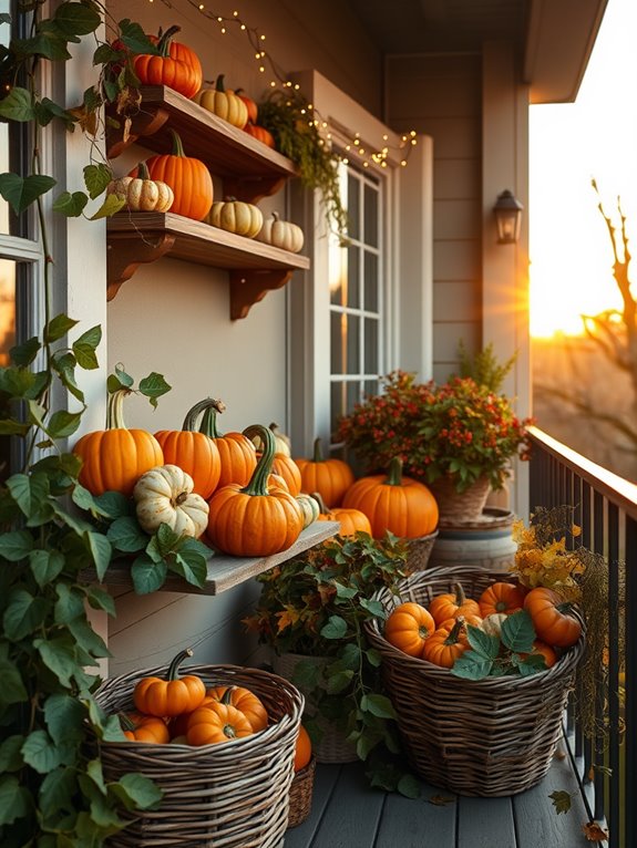 colorful autumn squash arrangement