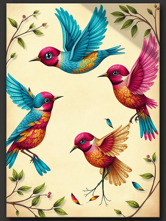 colorful bird art collage