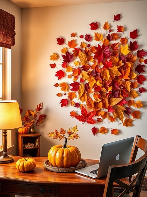 colorful falling leaves collage
