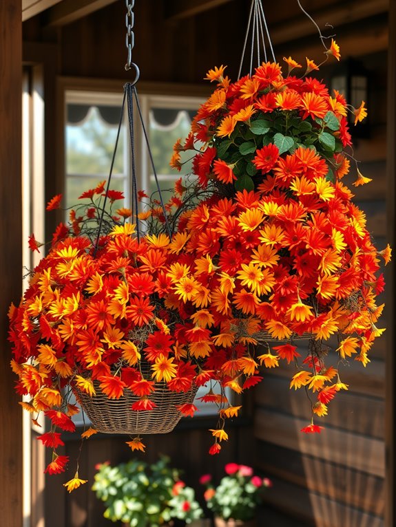colorful floral hanging baskets