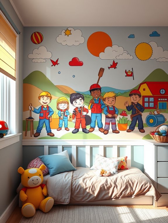 colorful labor day murals