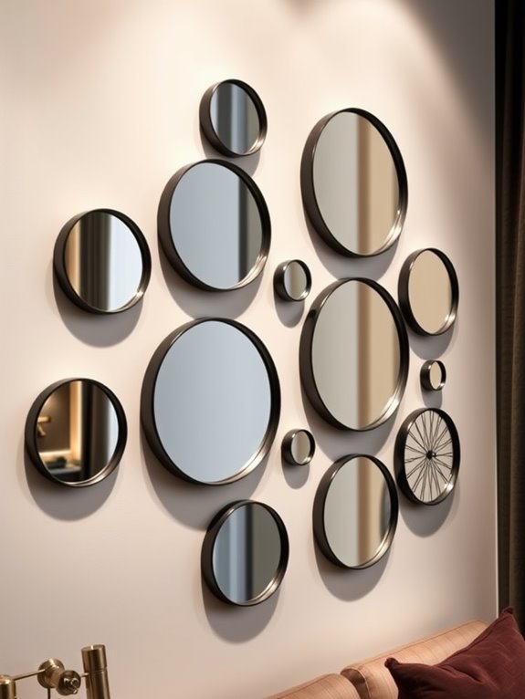 contemporary geometric round mirror