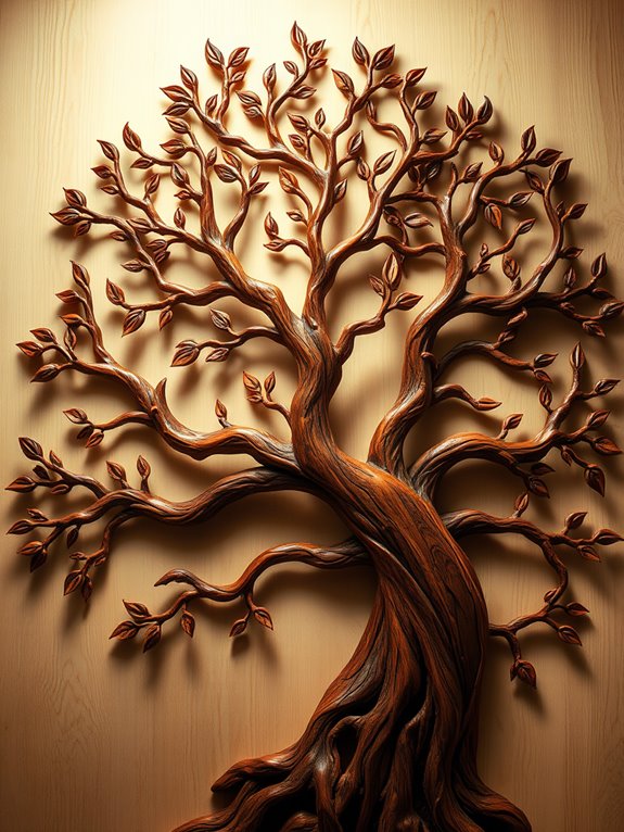 detailed wooden tree sculpture