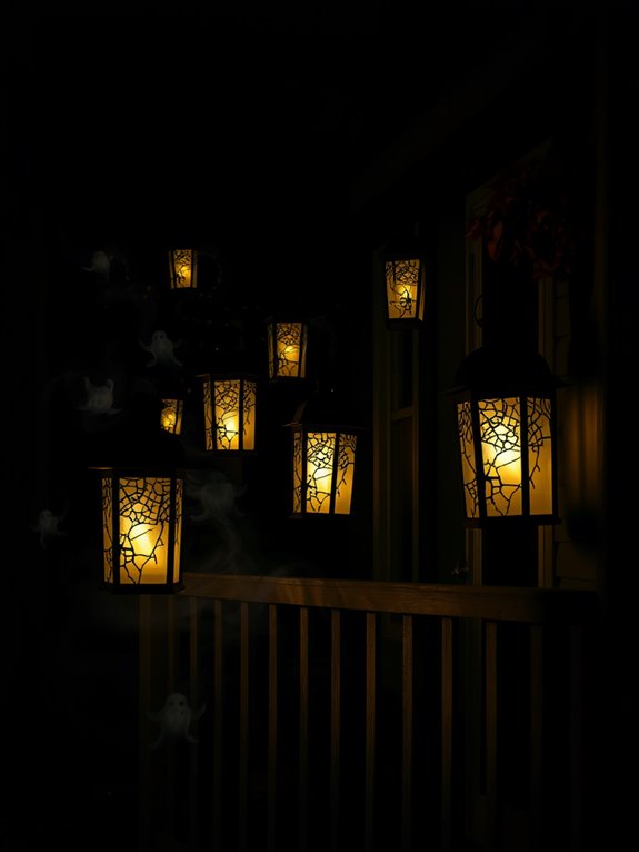 eerie glow from lanterns