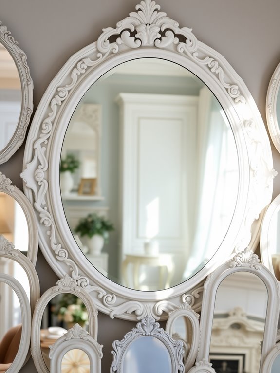 elegant circular white mirror