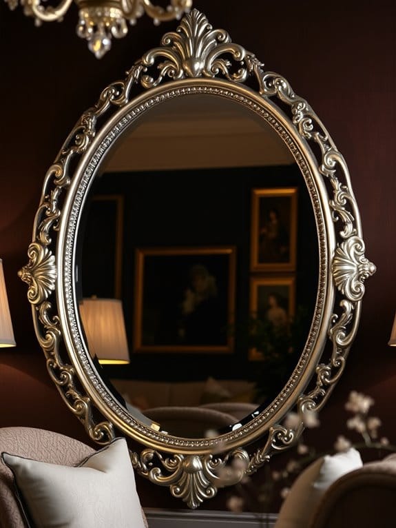 elegant oval silver mirror