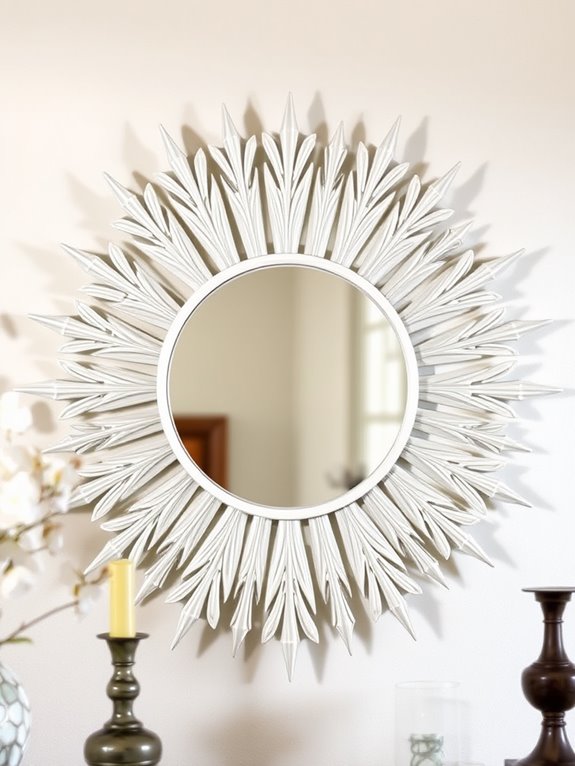 elegant sunburst white mirror