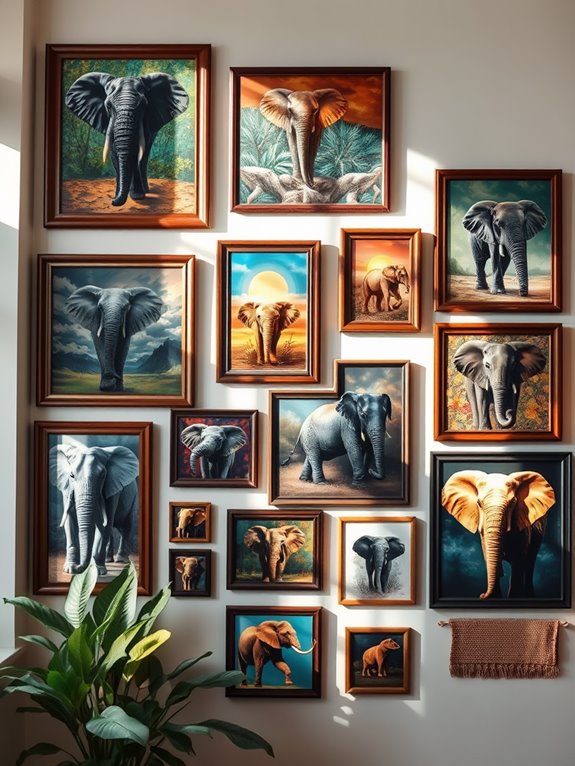 elephant art gallery wall