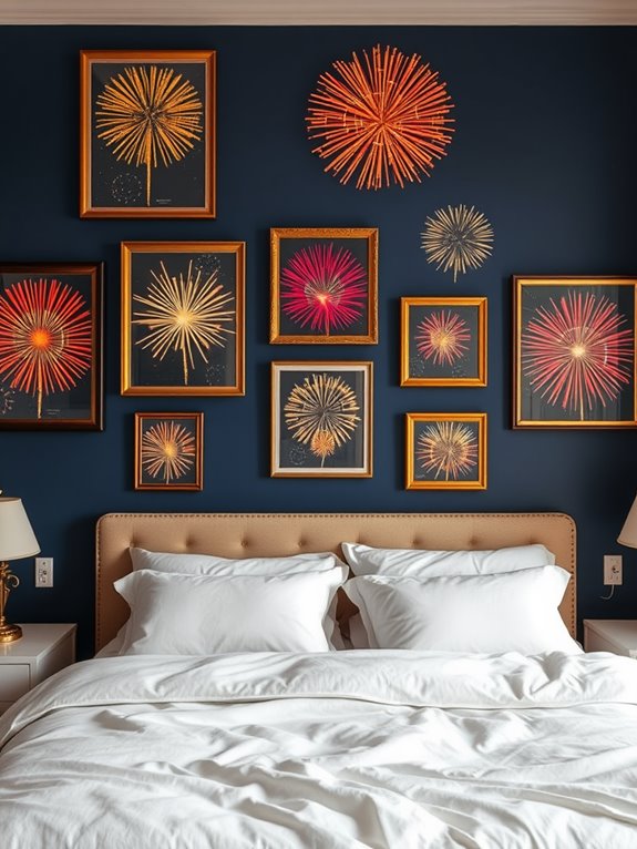 framed artwork of fireworks