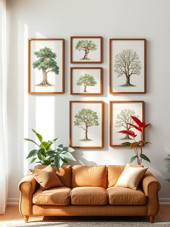 framed botanical art display