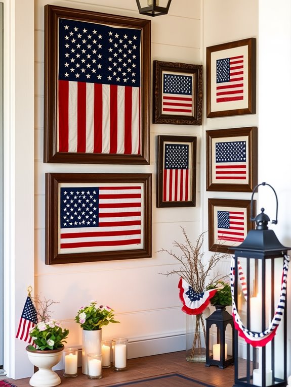 framed classic american flags