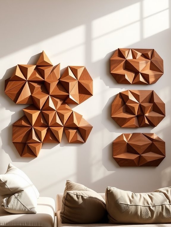geometric wooden art displays