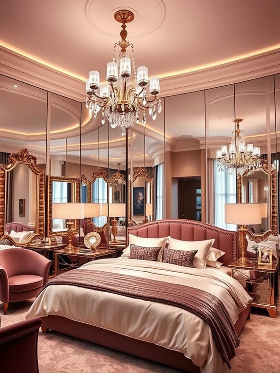 glamorous mirrored accent walls