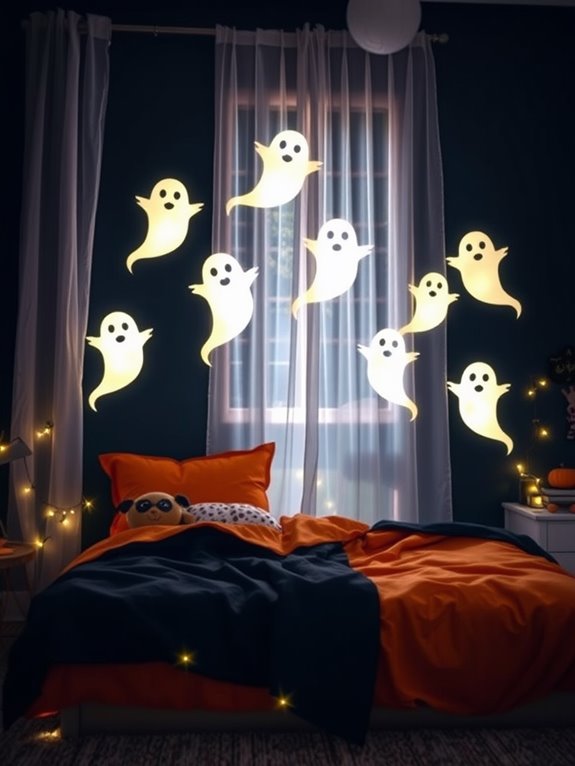 glowing ghostly figures displayed
