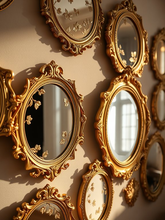 gold floral patterned mirror