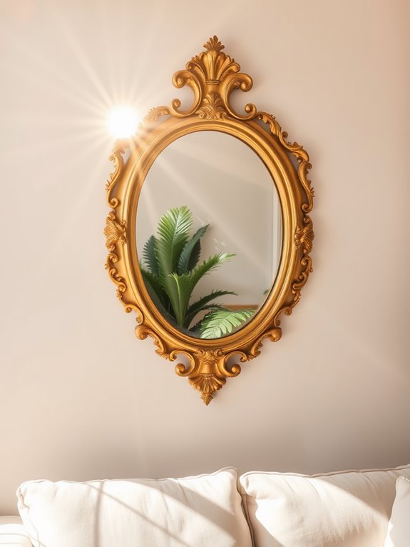 gold mirrors reflect sunlight
