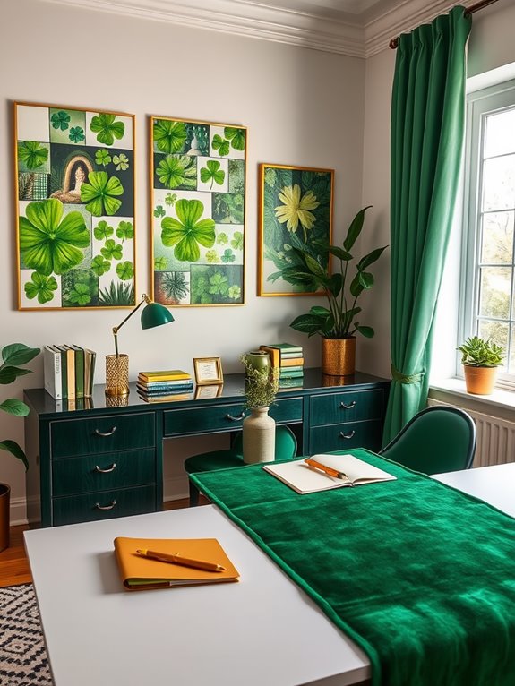 green and gold collages