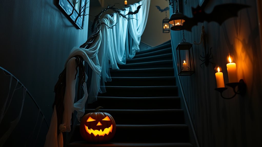 halloween staircase wall decor