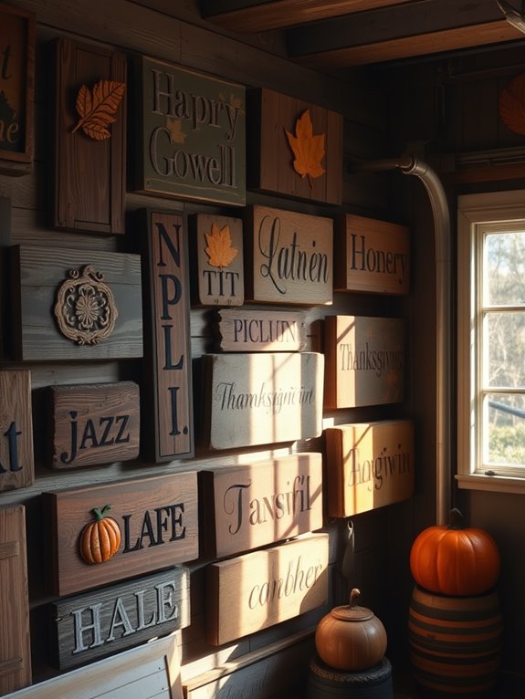 handcrafted rustic wooden signage