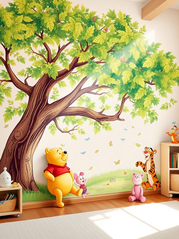 hundred acre wood mural characters