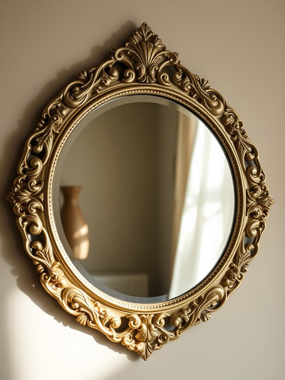 intricate vintage round mirror
