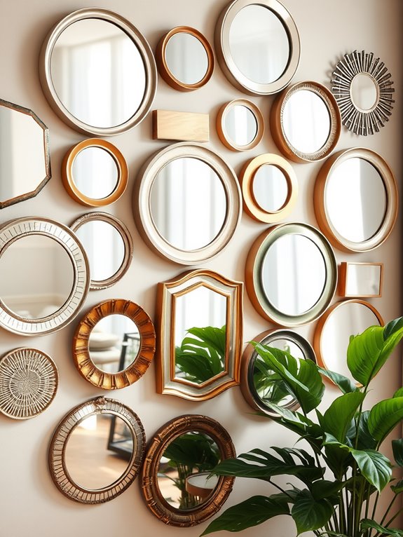 mixed shaped mirror gallery wall