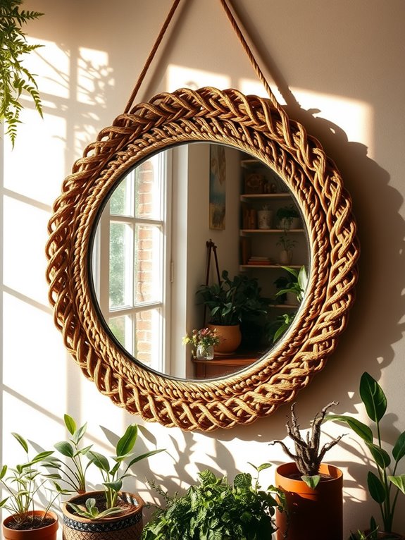 natural elements round mirror