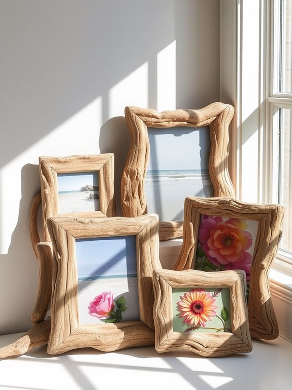 natural wooden photo displays