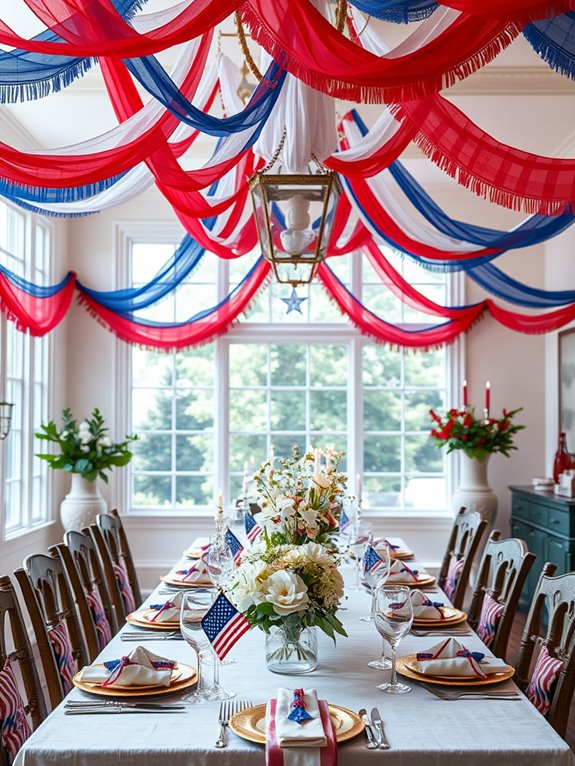 patriotic colored banners displayed