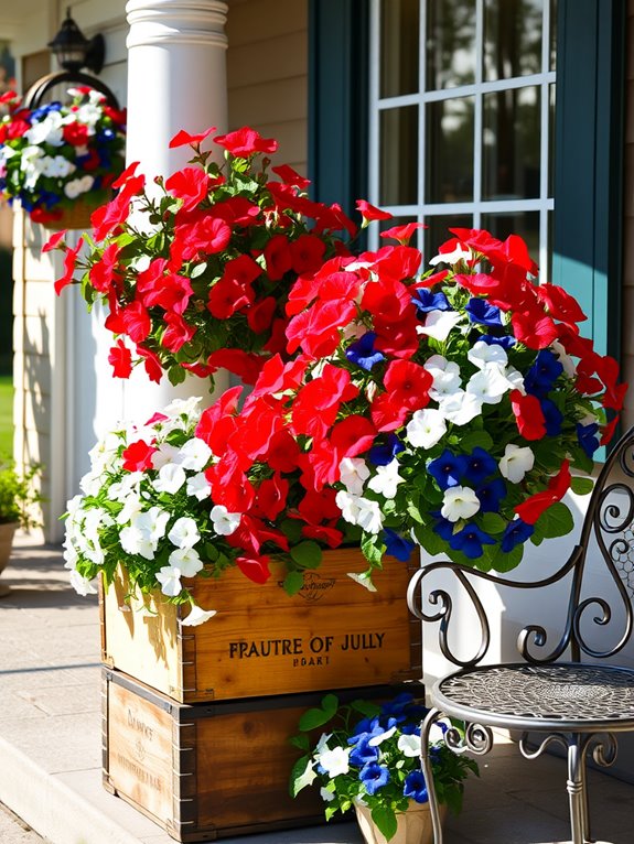 patriotic colored flower pots