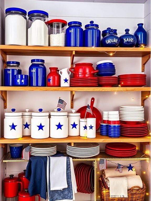 patriotic colored shelving unit