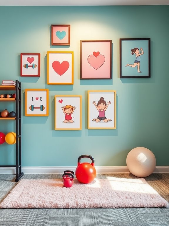 playful exercise wall decor